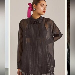 Damson Madder Bel Pin Tuck Sheer Blouse